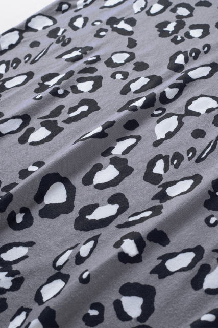 Gray Leopard Print Crew Neck Tank Top LC2565188-11