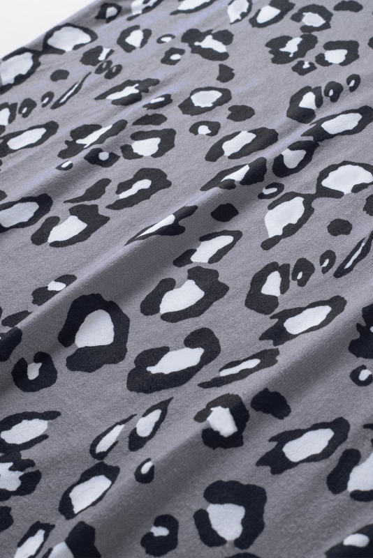 Gray Leopard Print Crew Neck Tank Top LC2565188-11