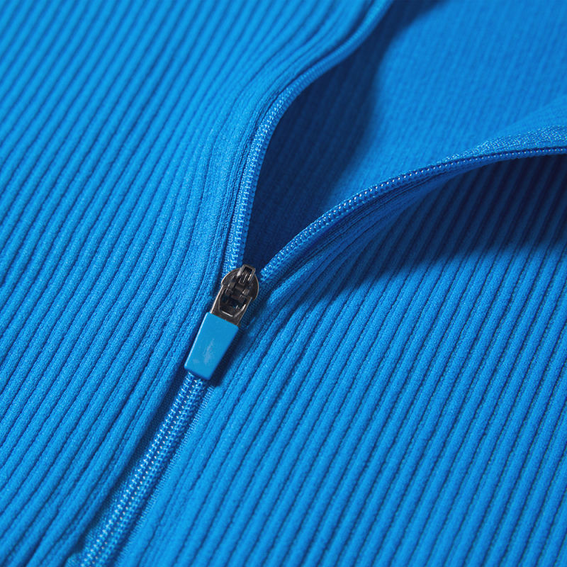 Blue Seamless Stand Collar Jacket with Pant Yoga Set TQK710415-5