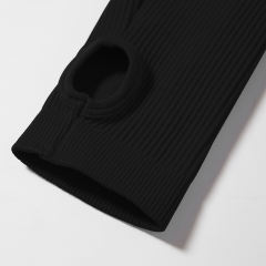 Black Seamless Stand Collar Jacket with Pant Yoga Set TQK710415-2