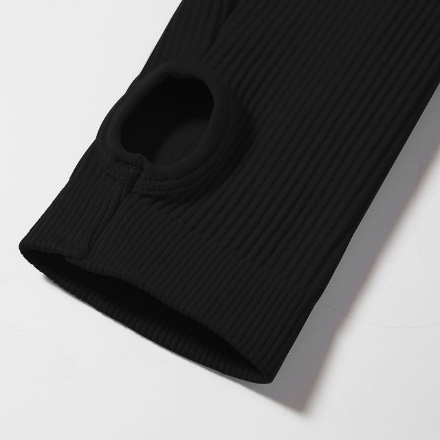 Black Seamless Stand Collar Jacket with Pant Yoga Set TQK710415-2