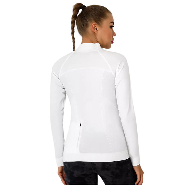 White Quick Dry Zipper Knit Tight Yoga Tops TQE91363-1