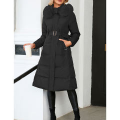 Black Slim Fit Thick Down Jacket Long Coat TQK280218-2