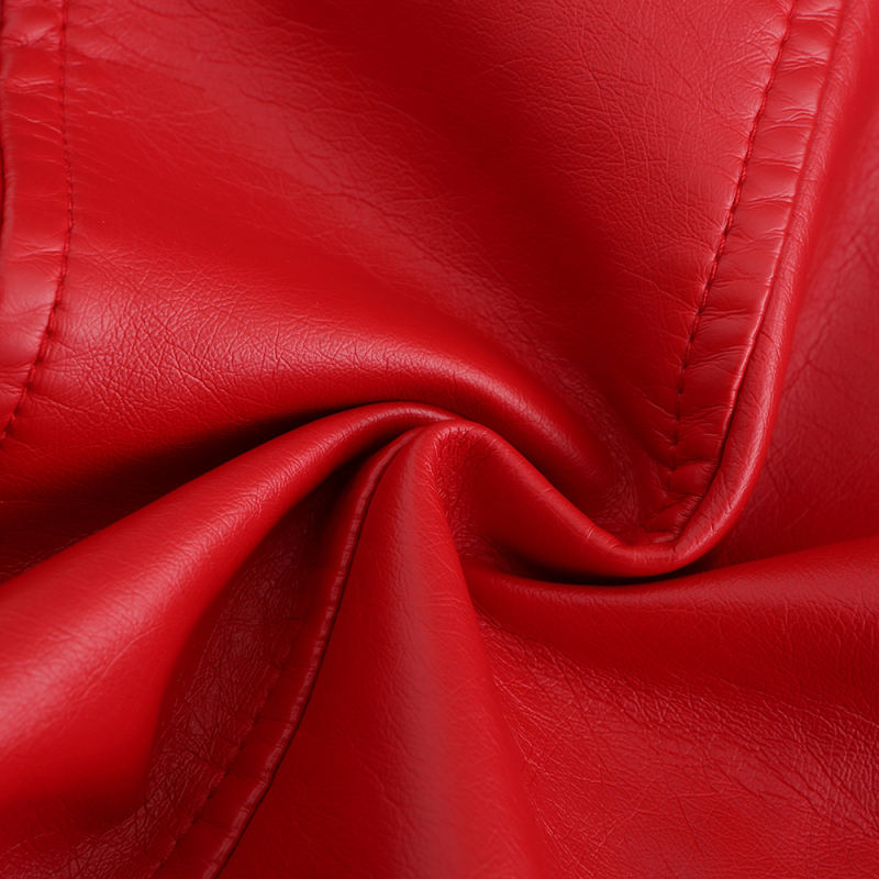 Red Zipper &amp; Bandage PU Leather Jacket TQK280142-3