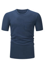 Blue Solid Color Short Sleeve Men\'s T-shirt MC252718-5