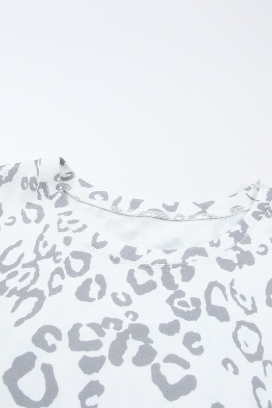 Gray Leopard Print Crew Neck Tank Top LC2565188-1011