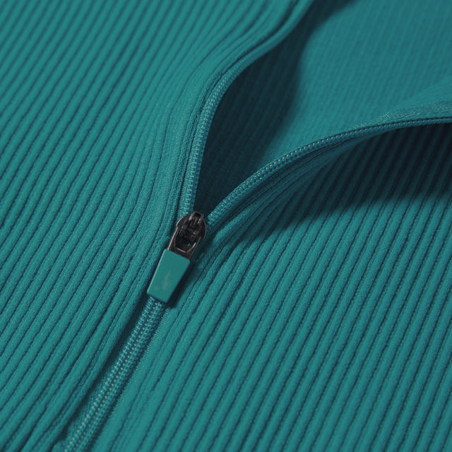 Aquamarine Seamless Stand Collar Jacket with Pant Yoga Set TQK710415-45