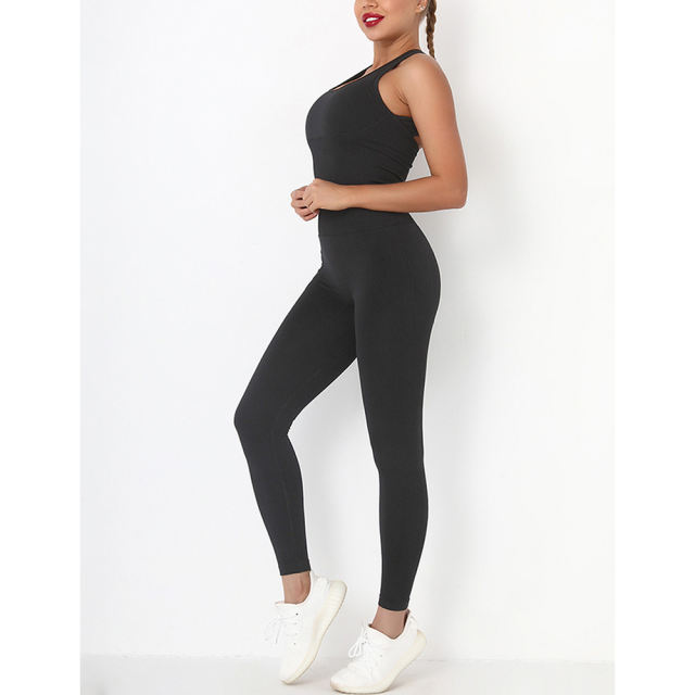 Black Back-Criss Seamless Yoga One Piece Jumpsuit TQE91567-2
