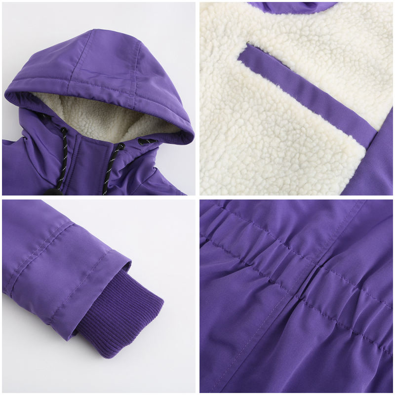 Purple Plush Warm Hooded Parka Coat TQK280128-8