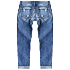 Blue Printed Patchwork Straight Leg Jeans TQF511013-68