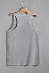 Gray Men\'s Solid Crew Neck Sleeveless Top MC256180-11