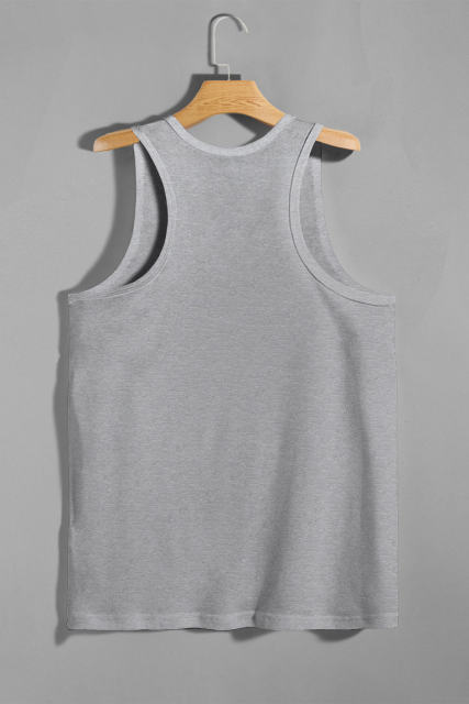 Gray Men\'s Solid Crew Neck Sleeveless Top MC256180-11