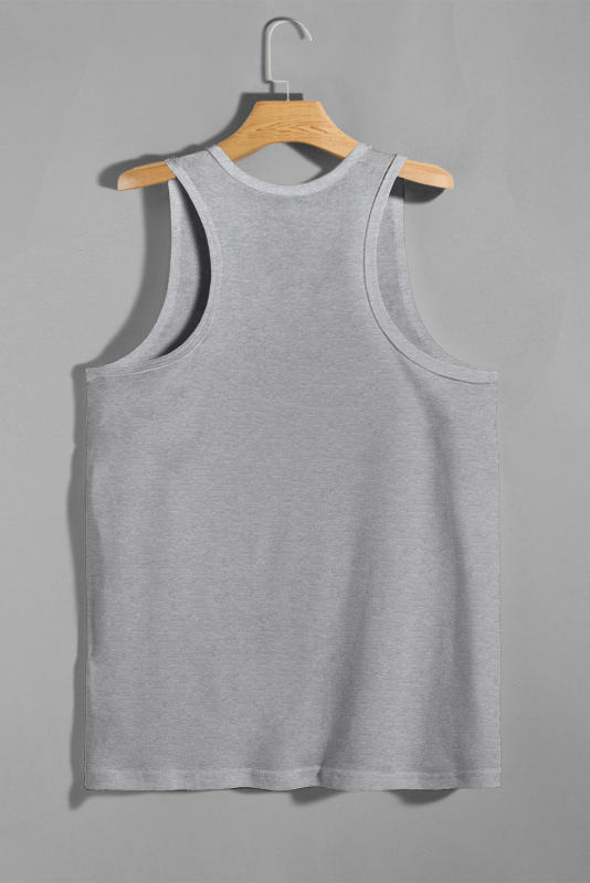 Gray Men\'s Solid Crew Neck Sleeveless Top MC256180-11