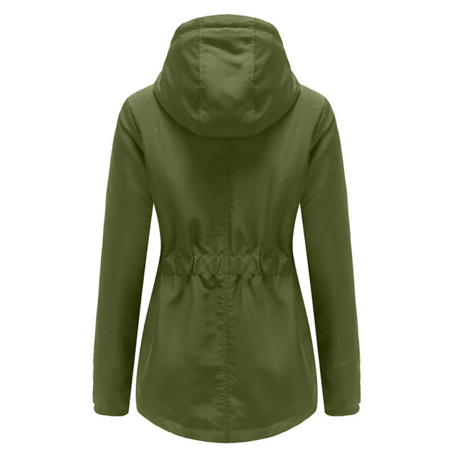 Army Green Plush Warm Hooded Parka Coat TQK280128-27
