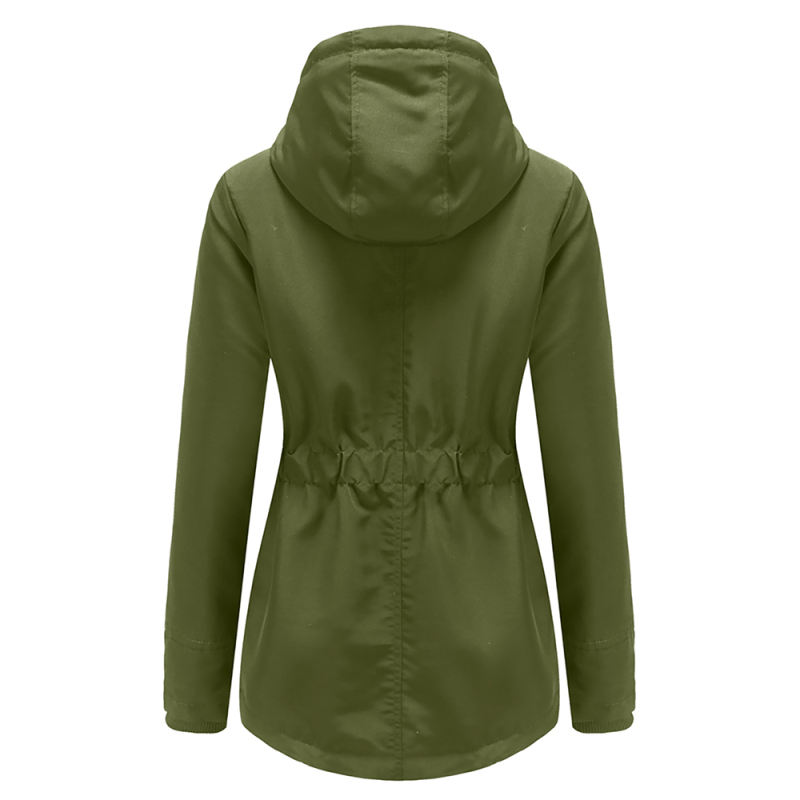 Army Green Plush Warm Hooded Parka Coat TQK280128-27