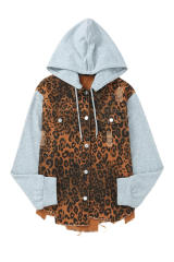 Leopard Ripped Hooded Denim Jacket LC788145-20