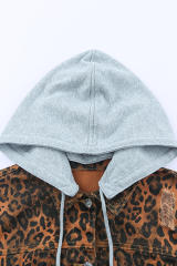 Leopard Ripped Hooded Denim Jacket LC788145-20