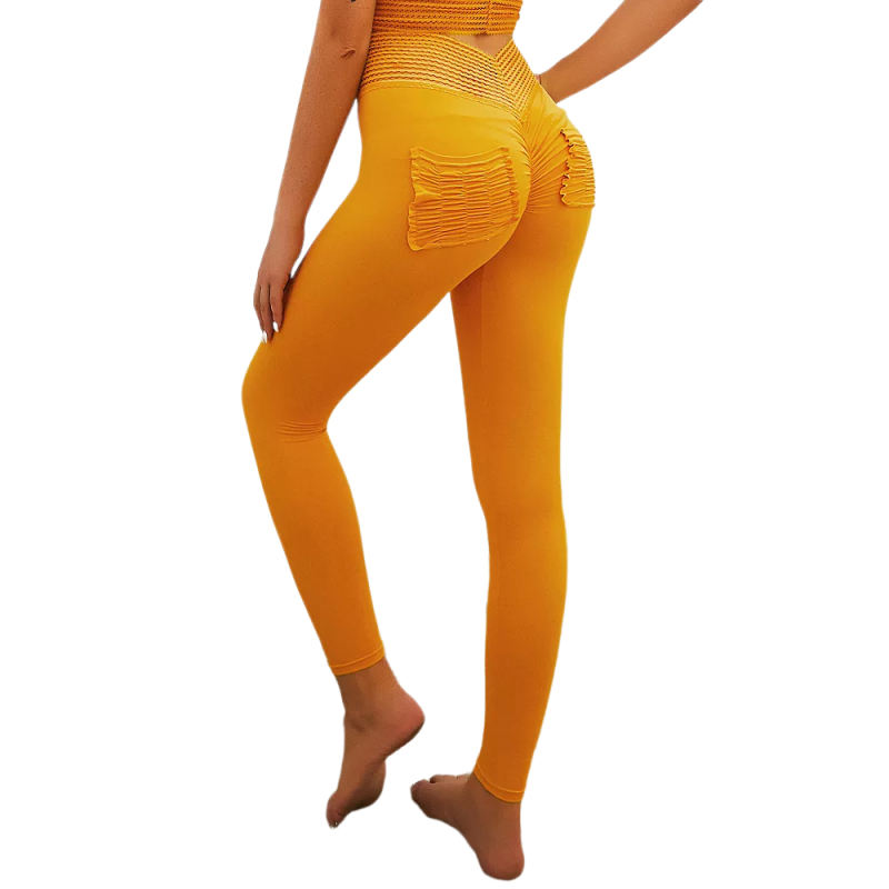 Orange Bra with Poacketed Pant Yoga Set TQE91359-14