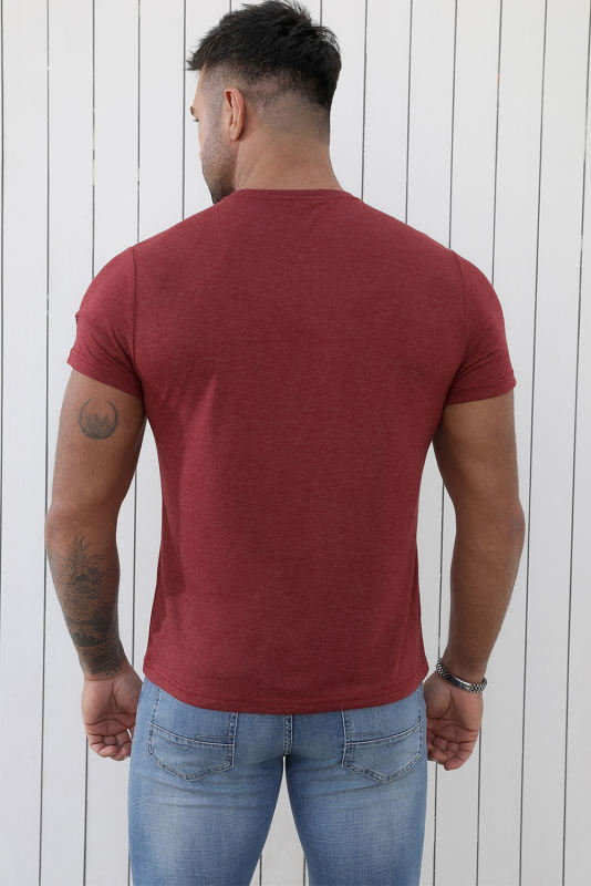 Red Solid Basic Crewneck Short Sleeve Men\'s T-shirt MC252852-3