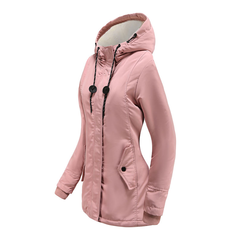 Pink Plush Warm Hooded Parka Coat TQK280128-10