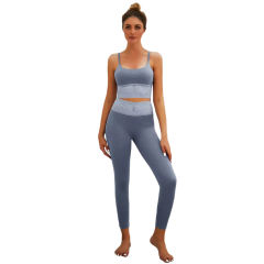 Gray Bra with Poacketed Pant Yoga Set TQE91359-11