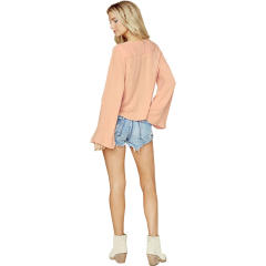 Pink V Neck Loose Fitting  Blouse