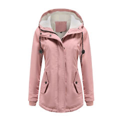 Pink Plush Warm Hooded Parka Coat TQK280128-10