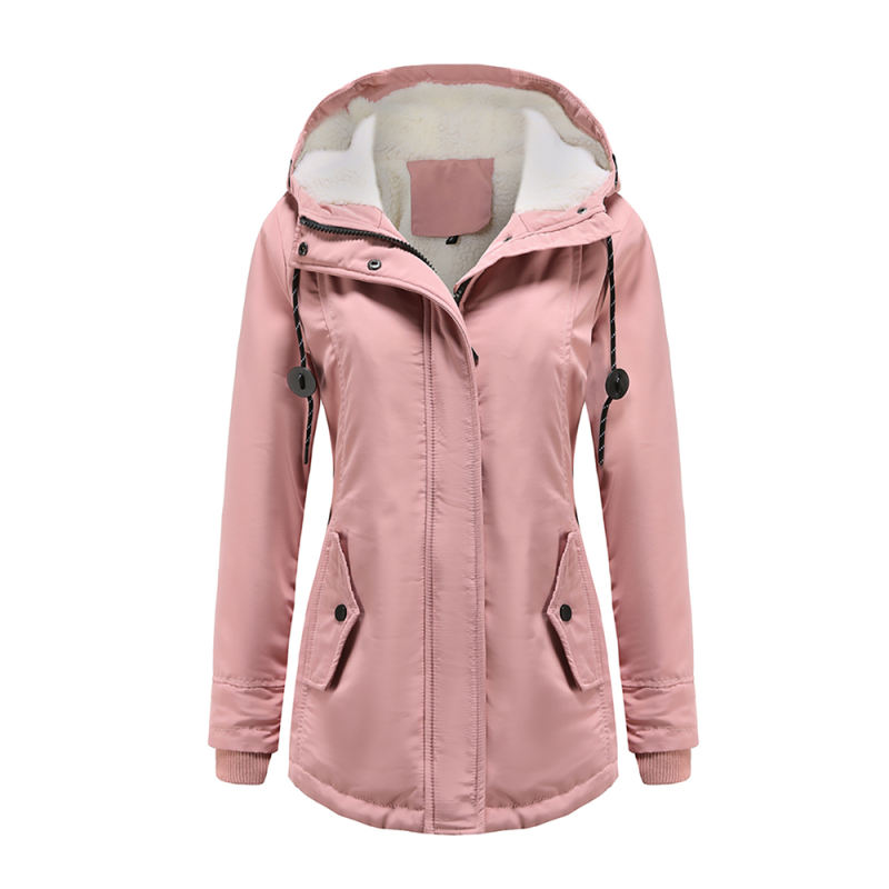 Pink Plush Warm Hooded Parka Coat TQK280128-10