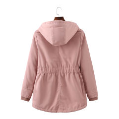 Pink Plush Warm Hooded Parka Coat TQK280128-10