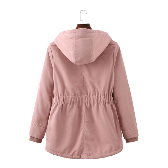 Pink Plush Warm Hooded Parka Coat TQK280128-10