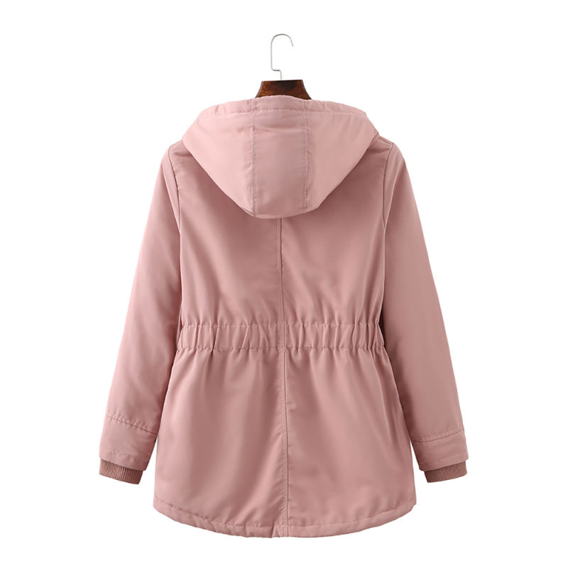 Pink Plush Warm Hooded Parka Coat TQK280128-10