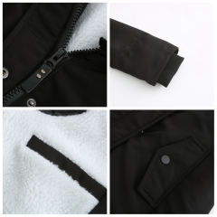 Black Plush Warm Hooded Parka Coat TQK280128-2