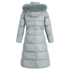 Light Blue Slim Fit Thick Down Jacket Long Coat TQK280218-30