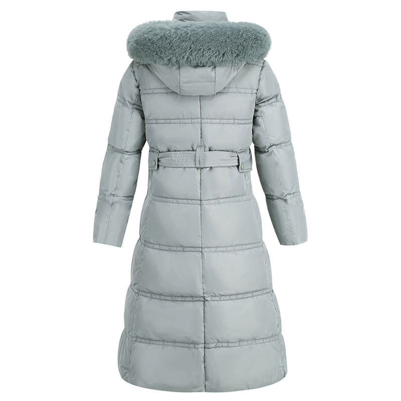 Light Blue Slim Fit Thick Down Jacket Long Coat TQK280218-30