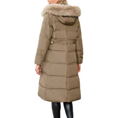 Brown Slim Fit Thick Down Jacket Long Coat TQK280218-17