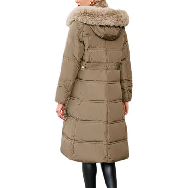 Brown Slim Fit Thick Down Jacket Long Coat TQK280218-17