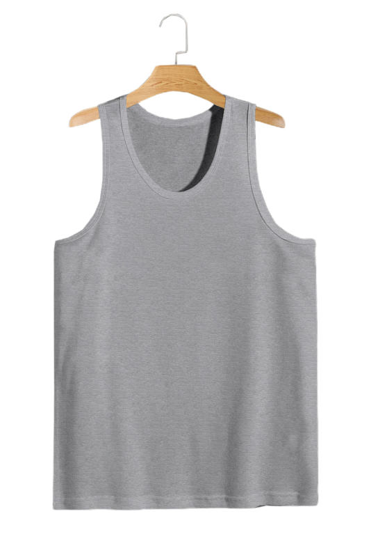 Gray Men\'s Solid Crew Neck Sleeveless Top MC256180-11