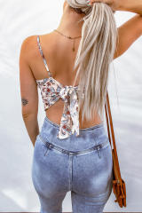White Paisley Print Spaghetti Straps Tank Top LC2567708-1