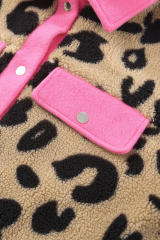 Contrast Trimmed Leopard Teddy Shacket LC854211-20