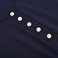 Navy Blue Zip Up Long Sleeve Bodysuit TQK550148-34