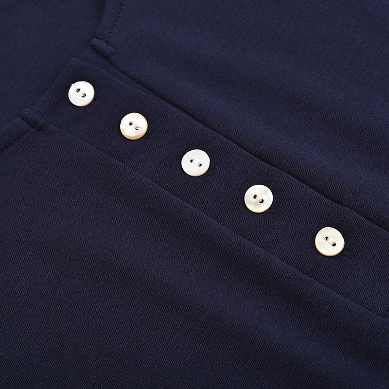 Navy Blue Zip Up Long Sleeve Bodysuit TQK550148-34