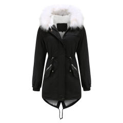 Black Fur Collar Warm Hooded Parka Coat TQK280129-2
