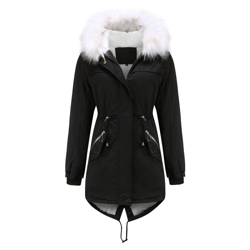 Black Fur Collar Warm Hooded Parka Coat TQK280129-2