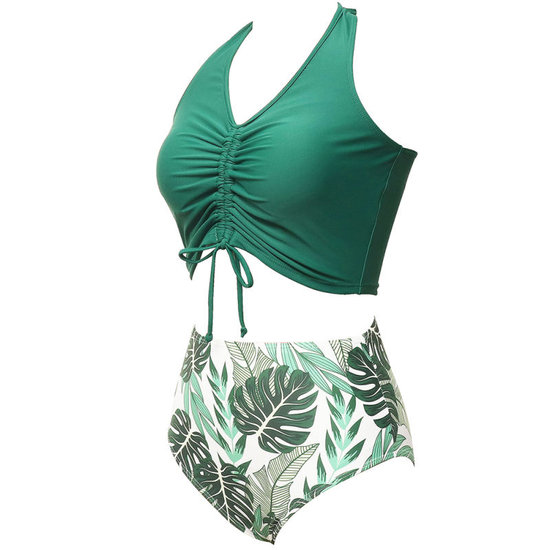Green Smock Printed Bikini Swimwear TQK610300-9