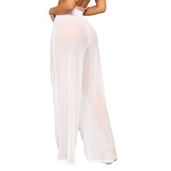 White Sheer Mesh Wide Leg Pants TQV510057-1