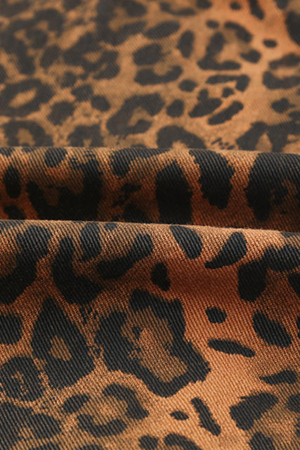 Leopard Ripped Hooded Denim Jacket LC788145-20