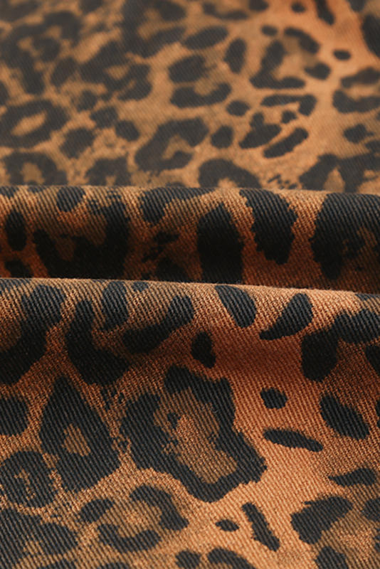 Leopard Ripped Hooded Denim Jacket LC788145-20