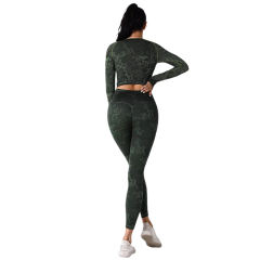 Army Green Camo Knit Seamless Long Sleeve Pant Yoga Set TQE91362-27