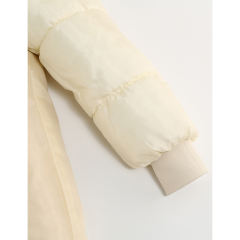 Apricot Zipper Plush Collar Parker Thick Coat 2pcs Set  TQK280219-18