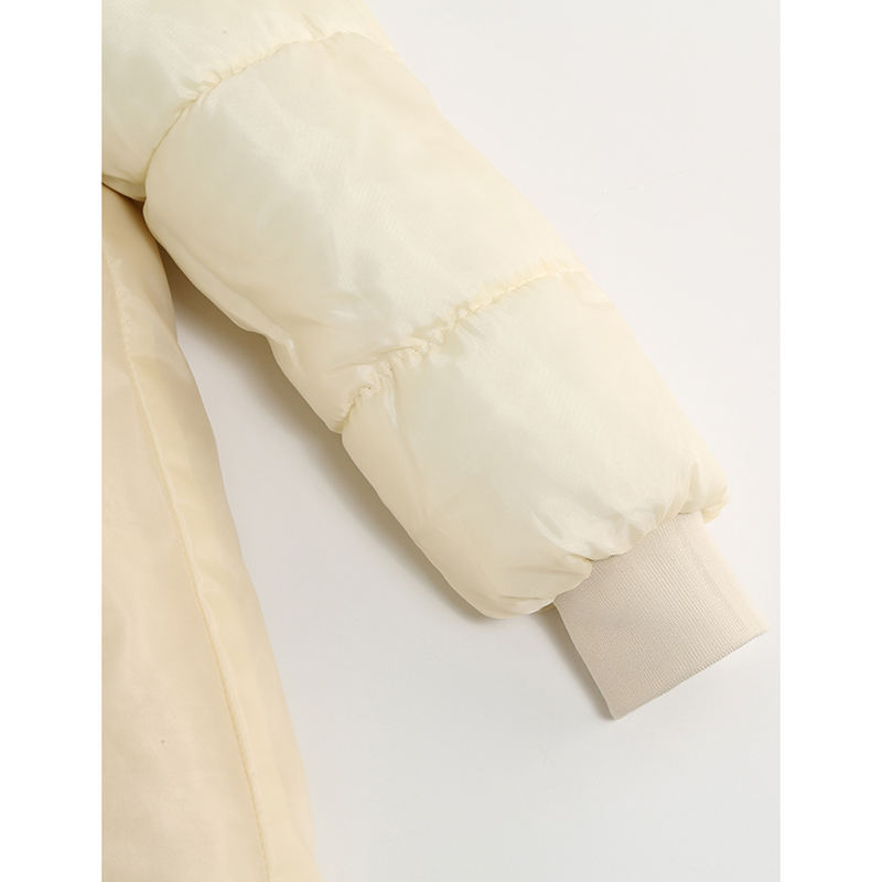Apricot Zipper Plush Collar Parker Thick Coat 2pcs Set  TQK280219-18